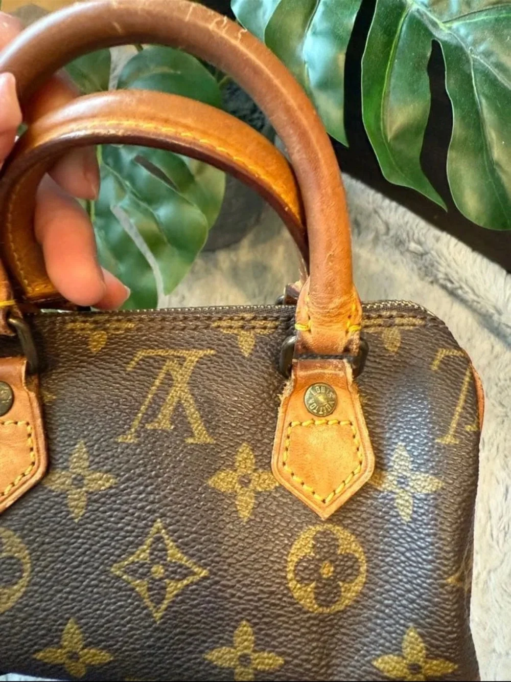 Louis Vuitton Brown Monogram Mini Top-Handle Bag with Pearl Charm